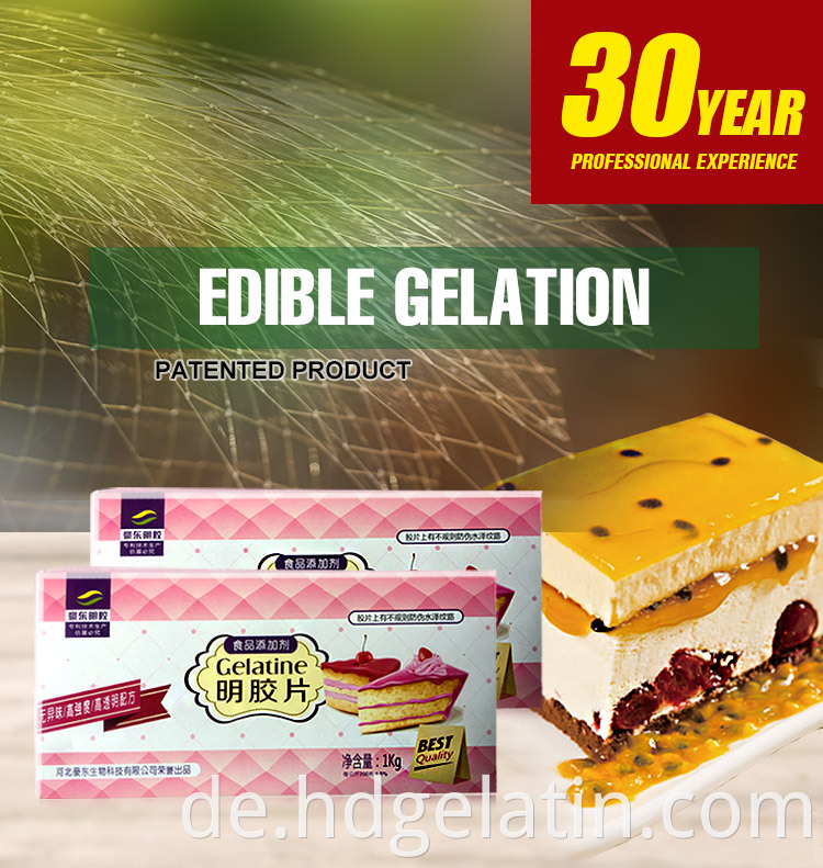 Bio -Gelatine Essbare Gelatine Blätter Preis Gelatine Film